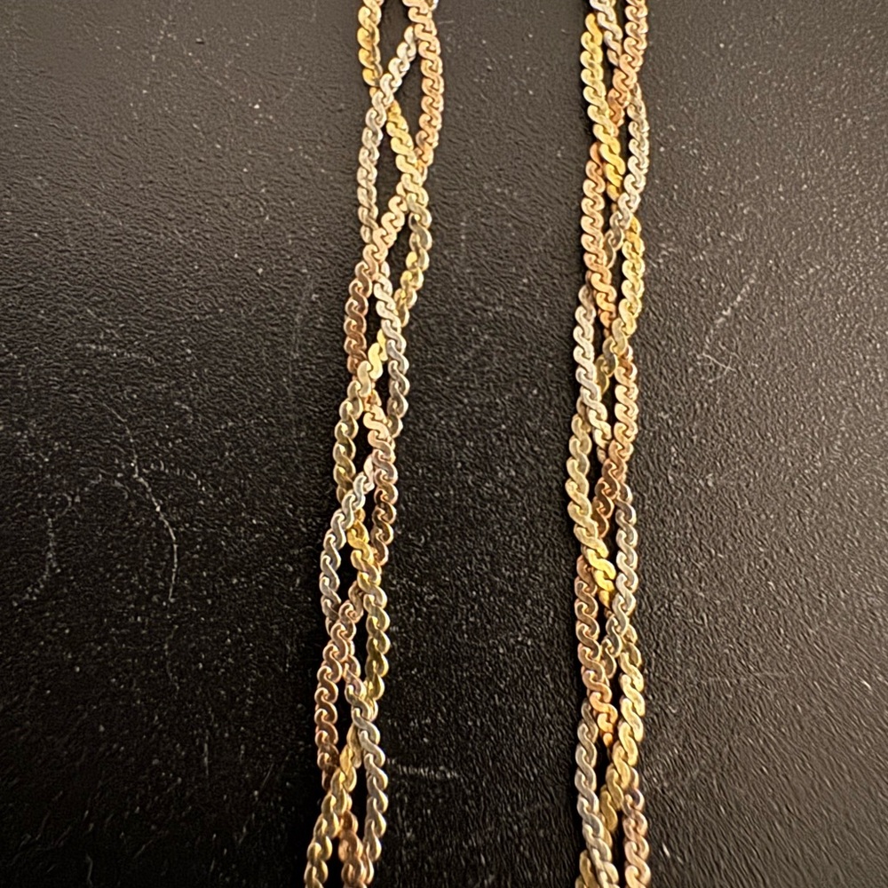 925 Sterling Silver Tri-Color Braided Bracelet - Vintage - Picture 2 of 6
